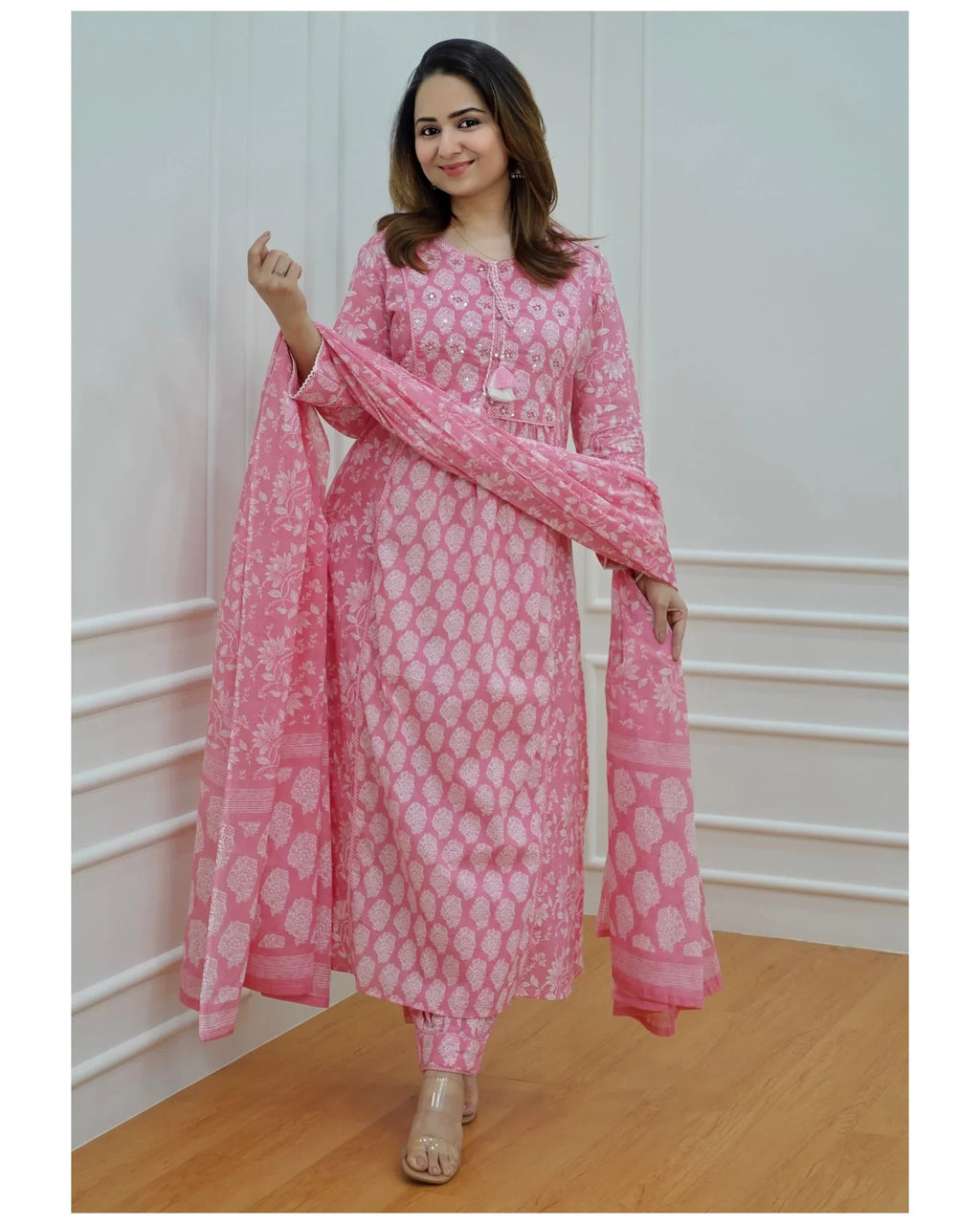 Pink Afghani Cotton Suit