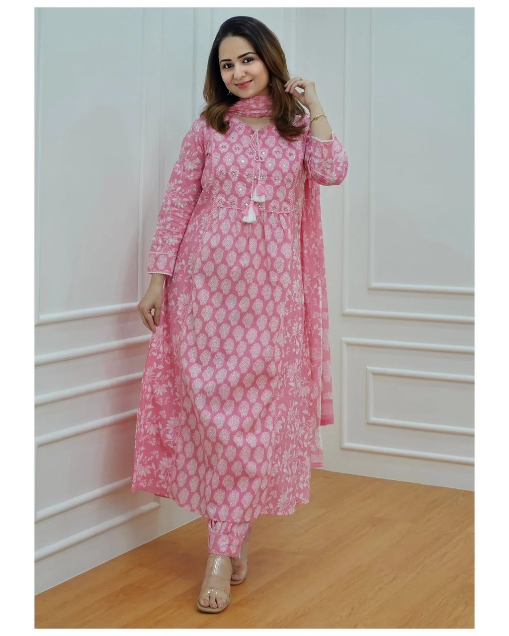 Pink Afghani Cotton Suit
